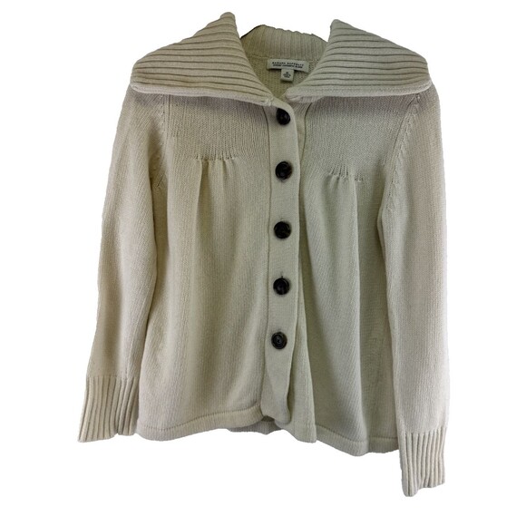 Banana Republic Luxury Cashmere Blend Sweater Cardigan Button Collar Women Med - Picture 2 of 12